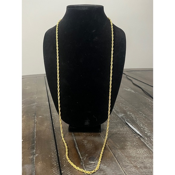 Givenchy Jewelry - Vtg Givenchy Gold Tone Long Rope Chain Necklace 4G Logo Clasp Designer Runway